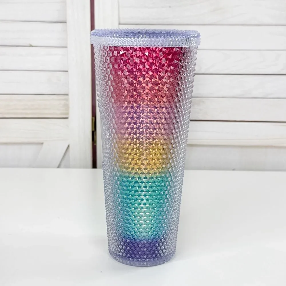 Starbucks 2023 Pride‎ Rainbow Diamond Cut Acrylic Tumbler Cup 24oz Venti